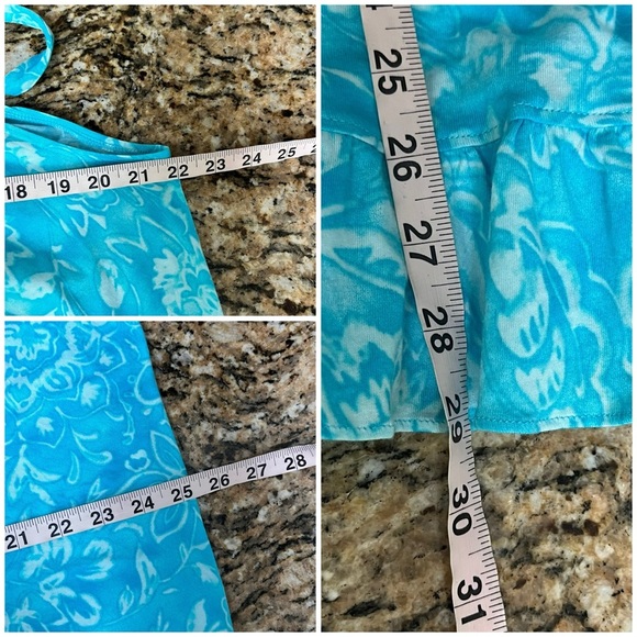 Lauren Ralph Lauren Blue Floral Tiered Mini Dress Women’s M Boho Beach - Picture 6 of 11